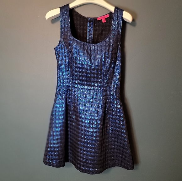 Betsey Johnson Dress Blue Metallic A-Line - Picture 5 of 12